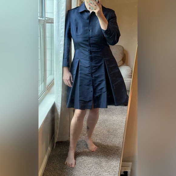 NWT Carolina Herrera Navy Button Down Dress - Picture 1 of 10